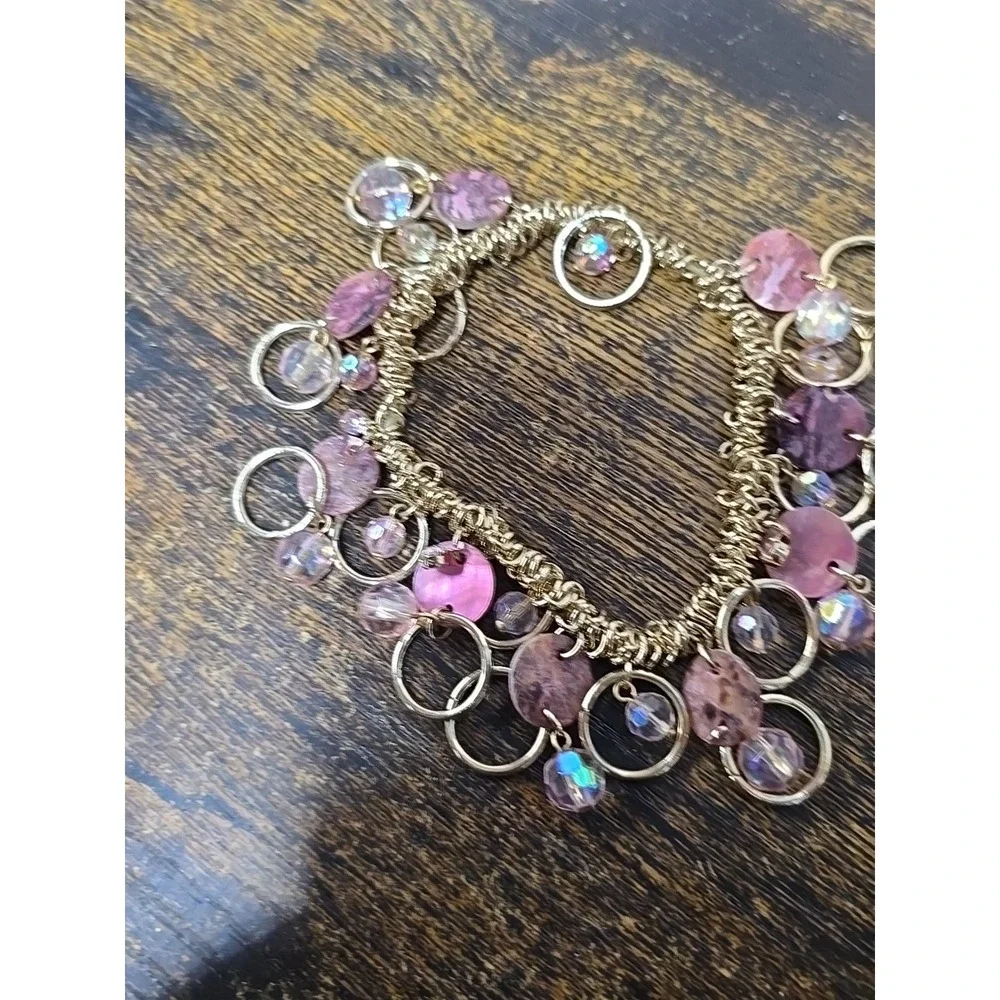 Cookie Lee Pink Charm‎ Rhinestone Bracelet